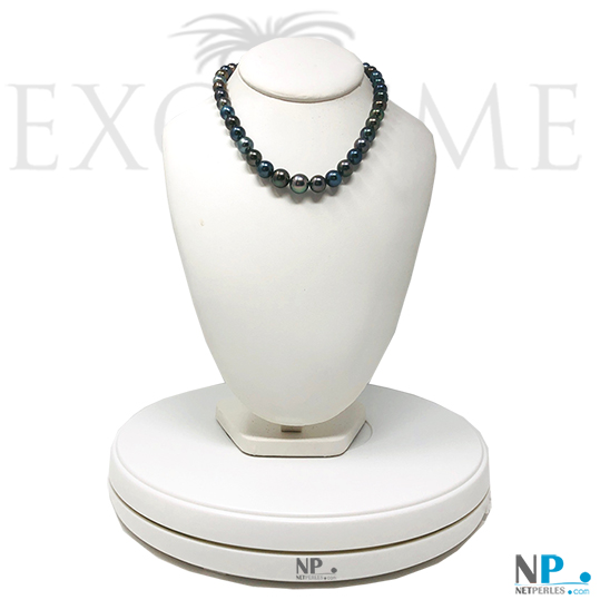 Collier de perles de tahiti semi rondes, qualité AA/AA+ longueur 43 à 44 cm 